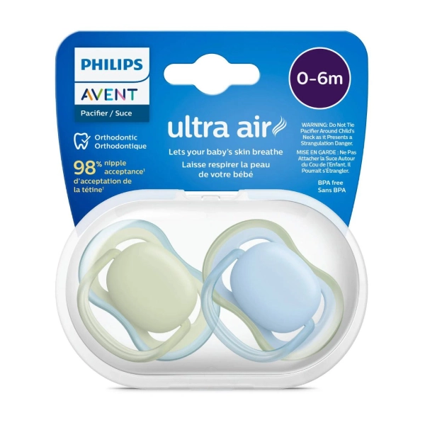 Ultra-Air-6-0-Month-Green-and-Blue-Ultra-Air-Two-Piece-Pacifier پستانک اونت