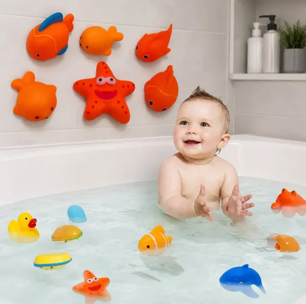 6-piece-bath-toy-set,-orange-starfish-2 اسباب بازی حمام