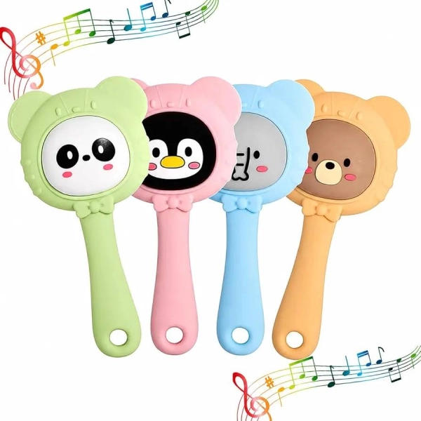Silicone-teething-rattle-with-two-animal-faces1 جغجغه نوزادی