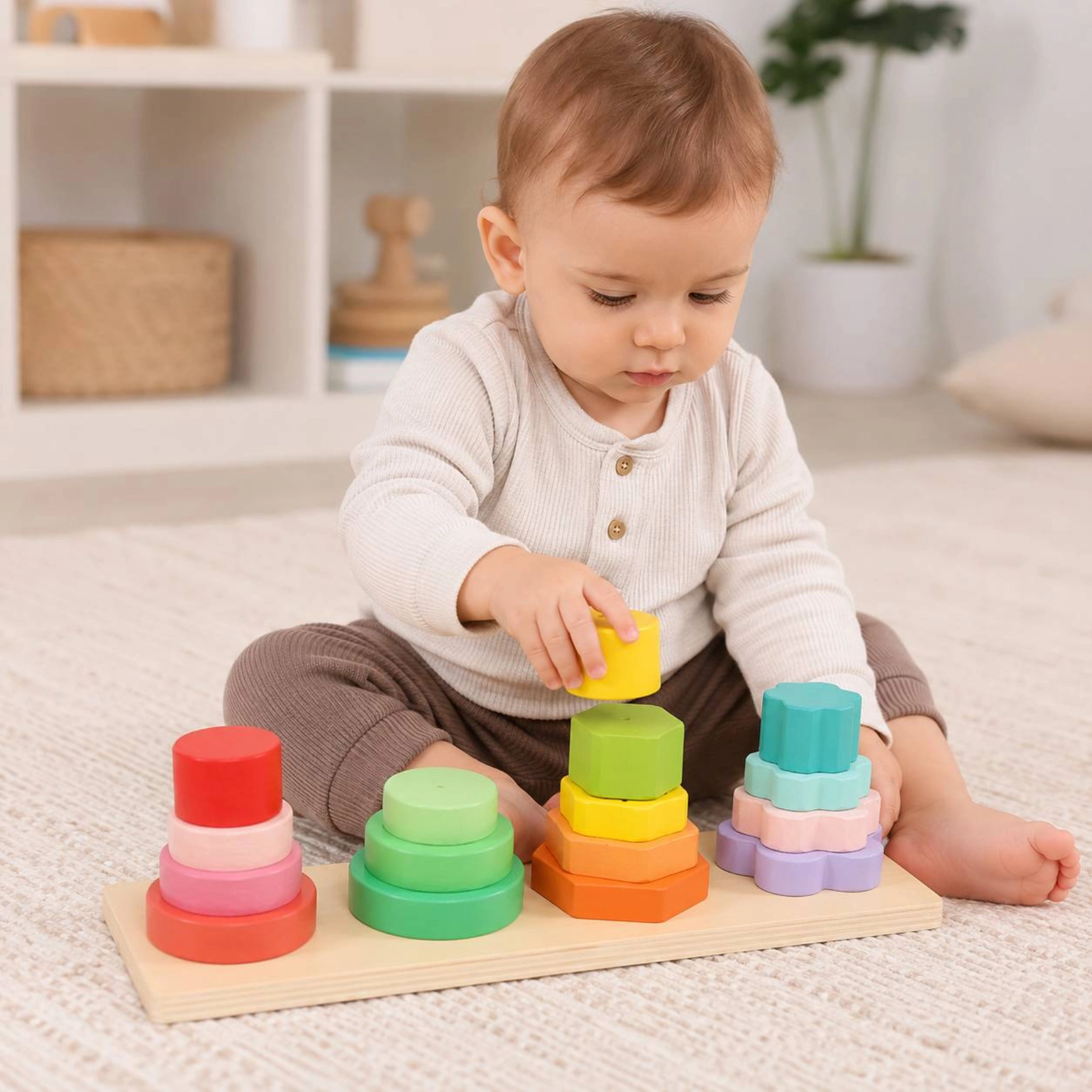 Montessori-wooden-rectangle-with-various-shapes اسباب بازی مونته سوری